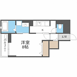 アンジュグリシーヌ 1Kの間取図画像