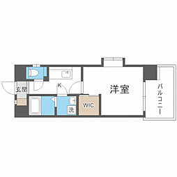 エンクレスト博多駅東 1Kの間取図画像