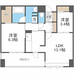 エンクレスト博多プレミア 2LDKの間取図画像