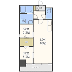 MODERNPALAZZO天神南 2LDKの間取図画像