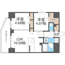 S-RESIDENCE薬院aureate 2LDKの間取図画像