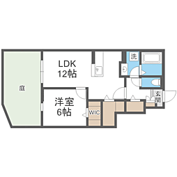 セントオブビレッジ箱崎A 1LDKの間取図画像
