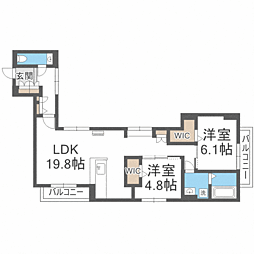D-ROOM室見 2LDKの間取図画像
