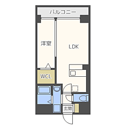 シャルマン土井2 1LDKの間取図画像