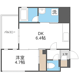 サンヒルズ大橋駅前 1DKの間取図画像