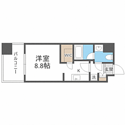 パークアクシス福岡県庁前 ワンルームの間取図画像