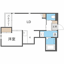 シャルマン今宿 1LDKの間取図画像
