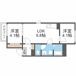 エルモス野芥 2LDKの間取図画像