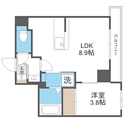 ADORE 六本松 1LDKの間取図画像