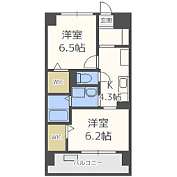 グランデスカイ空港南 2Kの間取図画像