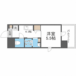 パグーロ西新南 1Kの間取図画像