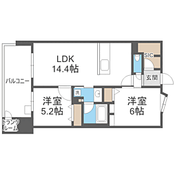 S-RESIDENCE愛宕SOUTH 2LDKの間取図画像