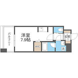 エンクレスト博多RIVERSIDE ワンルームの間取図画像