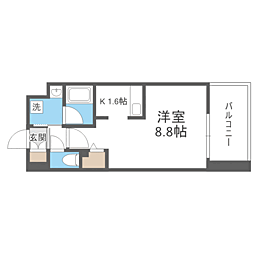 エンクレスト博多駅南SHARE 1Kの間取図画像