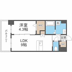 リレア山王 1LDKの間取図画像
