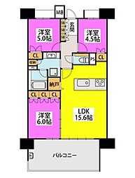 フォレストプレイス香椎照葉ザテラス03 3LDKの間取図画像
