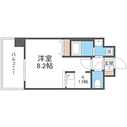 エンクレストベイ天神EAST 1Kの間取図画像