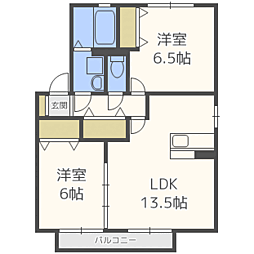 ステラ富士見B 2LDKの間取図画像