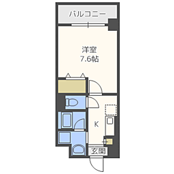 アンビシャス江崎 1Kの間取図画像
