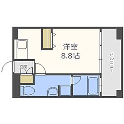 レジディア警固 ワンルームの間取図画像