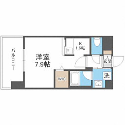 エンクレスト博多プレミア 1Kの間取図画像