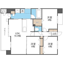 S-RESIDENCE愛宕SOUTH 3LDKの間取図画像