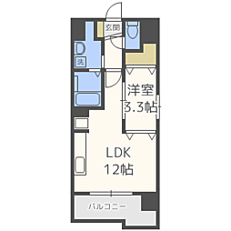 レジディア博多東 1LDKの間取図画像