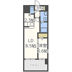 ラウレアK 1LDKの間取図画像