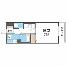 アルファレガロ大橋 1Kの間取図画像