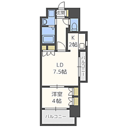 RJRプレシア南福岡 1LDKの間取図画像