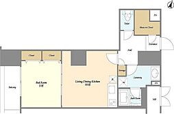 グランハイツ高田馬場 13階1LDKの間取り