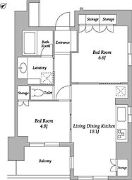 HF若松河田レジデンス 5階2LDKの間取り