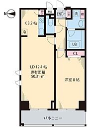 プレシャス音羽 9階1LDKの間取り