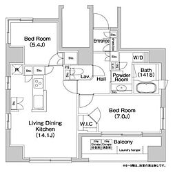 コンフォリア本駒込 9階2LDKの間取り