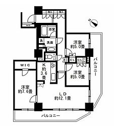 グローリオタワー巣鴨 23階3LDKの間取り