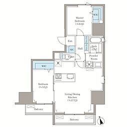 VISTA西早稲田 7階2LDKの間取り