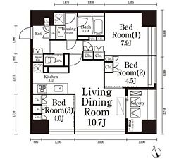 パークキューブ春日安藤坂 12階3LDKの間取り