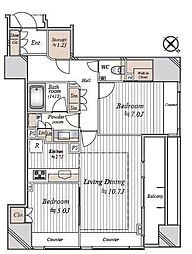パークタワー渋谷本町 11階2LDKの間取り