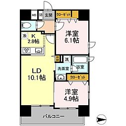 D-room早稲田 2LDKの間取図画像