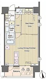 VerdeCourt西新宿 1LDKの間取図画像