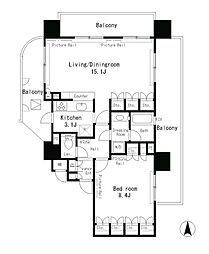 パークアクシス四谷ステージ 1LDKの間取図画像