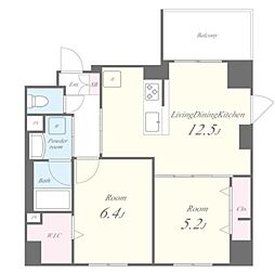 サントゥール駒込 2LDKの間取図画像