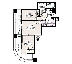 西早稲田東ウイング 2LDKの間取図画像