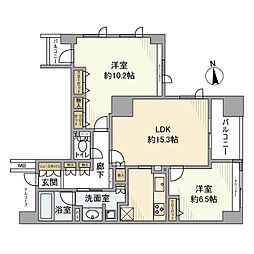 東新宿レジデンシャルタワー 2LDKの間取図画像