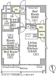 ザ・パークハビオ神楽坂レジデンスSouth 3LDKの間取図画像