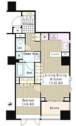パークホームズ市谷薬王寺セントガレリア 1LDKの間取図画像