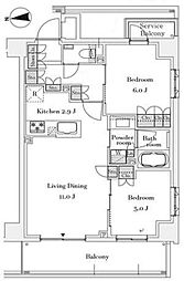 リビオ四谷 2LDKの間取図画像