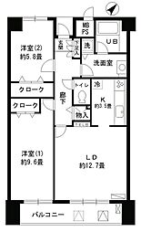 アステリオン松濤 2LDKの間取図画像