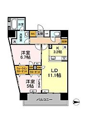 D-room早稲田 2LDKの間取図画像
