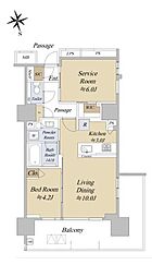 アクシルコート早稲田 1SLDKの間取図画像